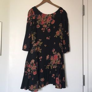 Black floral swing dress
